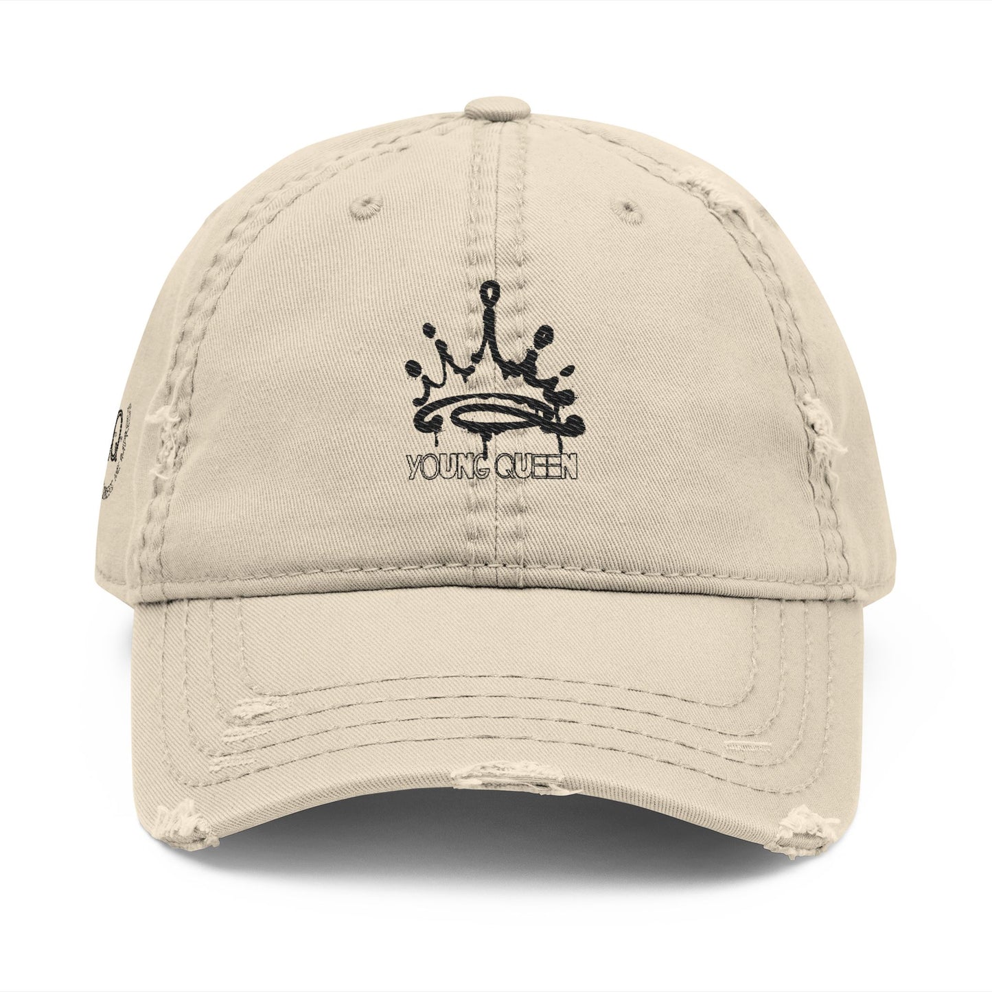 Young Queen Distressed Cap Khaki – Trendy Casual Hat for Everyday Royalty