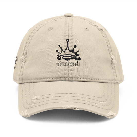 Young Queen Distressed Cap Khaki – Trendy Casual Hat for Everyday Royalty